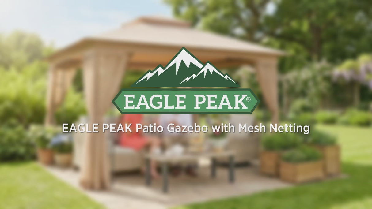 Patio Soft Top Gazebo with Mosquito Netting 13x11 at Top, 12x10 Footprint