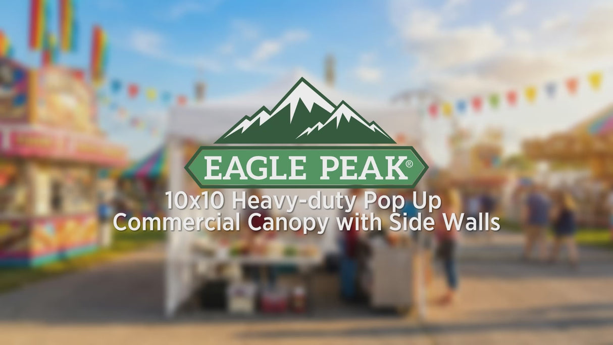 Commercial Heavy Duty 10x10 Pop Up Canopy, 4 Sidewalls