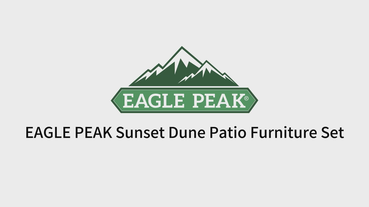 Sunset Dune Outdoor Patio Furniture,  2 Chairs 1 Couch 2 Tables, 5-Piece Set
