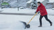Wheeled Snow Shovel for Driveway 29”x16.5” Blade, Single/Dual Rod