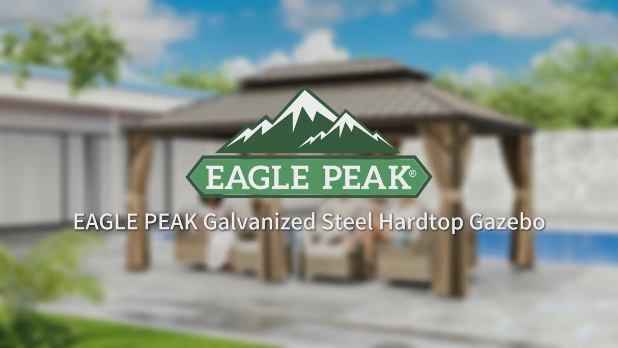12x10/12x12/12x14/12x16/12x18/12x20 Hardtop Gazebo, Galvanized Steel Double Roof with Aluminum Frame