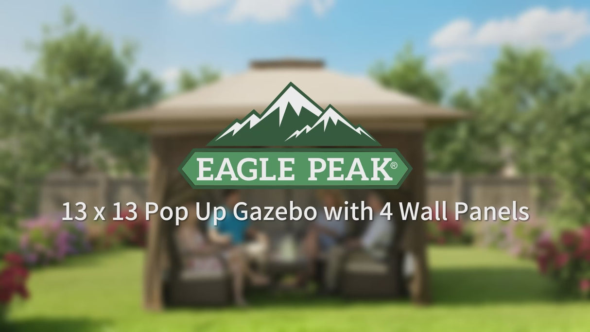 13x13 Pop Up Gazebo with 4 Wall Panels