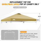 Replacement Canopy Cover with Air Vent for 10x10 Pop Up Canopy Tent, Top Only - Eagle Peak Custom Canopy Tent