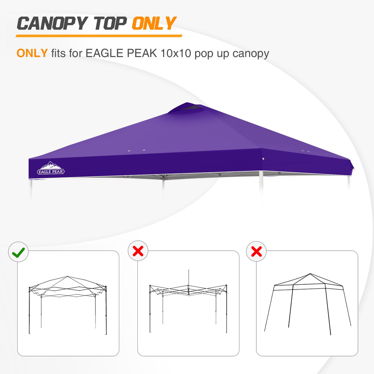 Replacement Canopy Cover with Air Vent for 10x10 Pop Up Canopy Tent, Top Only - Eagle Peak Custom Canopy Tent