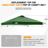 Replacement Canopy Cover with Air Vent for 10x10 Pop Up Canopy Tent, Top Only - Eagle Peak Custom Canopy Tent