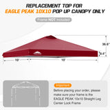 Replacement Canopy Cover with Air Vent for 10x10 Pop Up Canopy Tent, Top Only - Eagle Peak Custom Canopy Tent