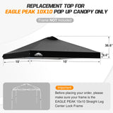 Replacement Canopy Cover with Air Vent for 10x10 Pop Up Canopy Tent, Top Only - Eagle Peak Custom Canopy Tent