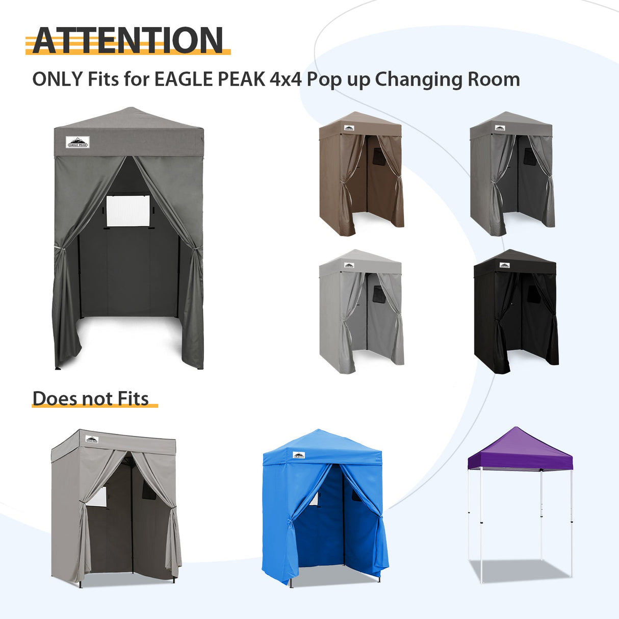 Replacement Canopy Top and Four Walls for 4x4 Changing Room - Frame NOT Included - Eagle Peak Custom Canopy Tent