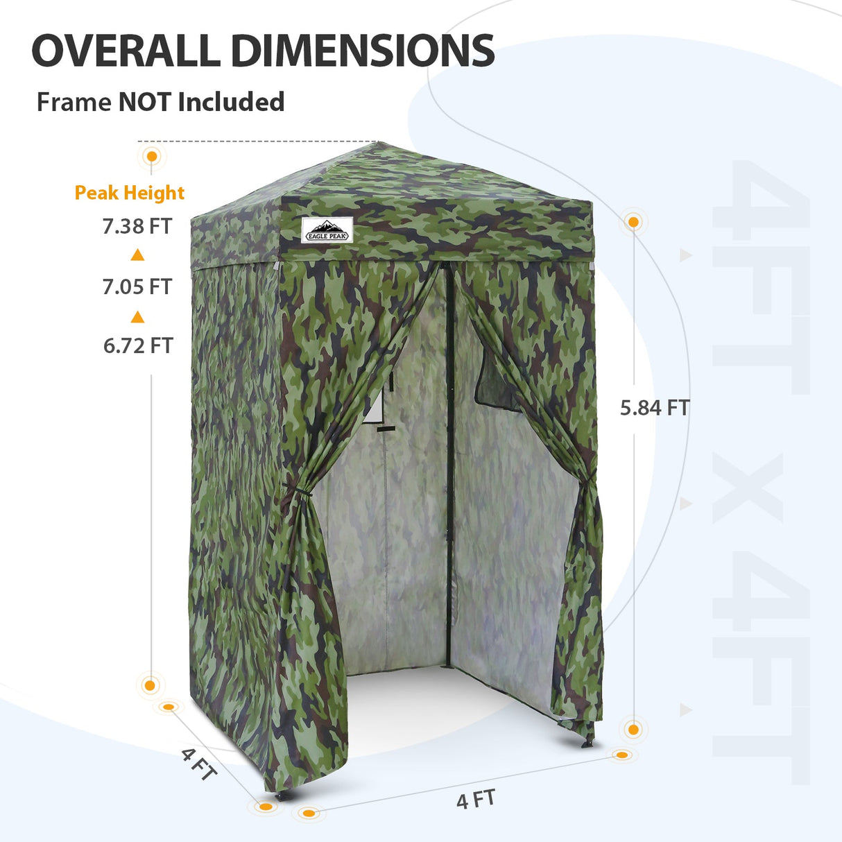 Replacement Canopy Top and Four Walls for 4x4 Changing Room - Frame NOT Included - Eagle Peak Custom Canopy Tent