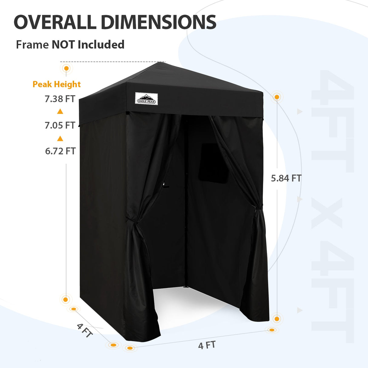 Replacement Canopy Top and Four Walls for 4x4 Changing Room - Frame NOT Included - Eagle Peak Custom Canopy Tent
