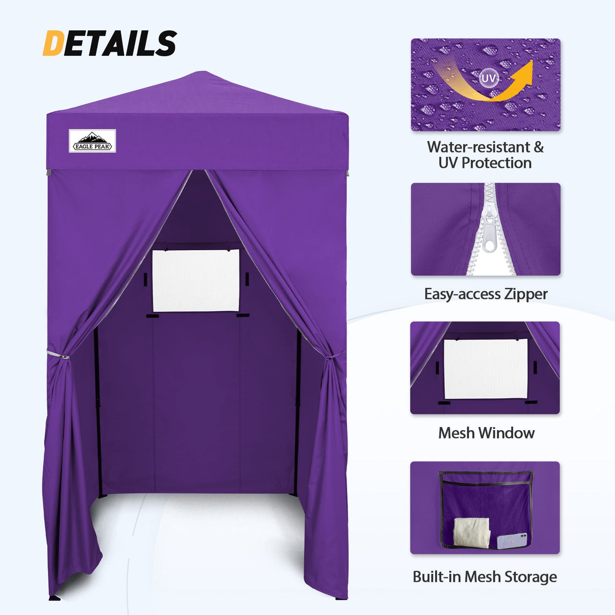 Replacement Canopy Top and Four Walls for 4x4 Changing Room - Frame NOT Included - Eagle Peak Custom Canopy Tent