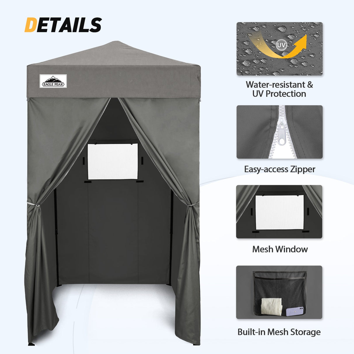 Replacement Canopy Top and Four Walls for 4x4 Changing Room - Frame NOT Included - Eagle Peak Custom Canopy Tent