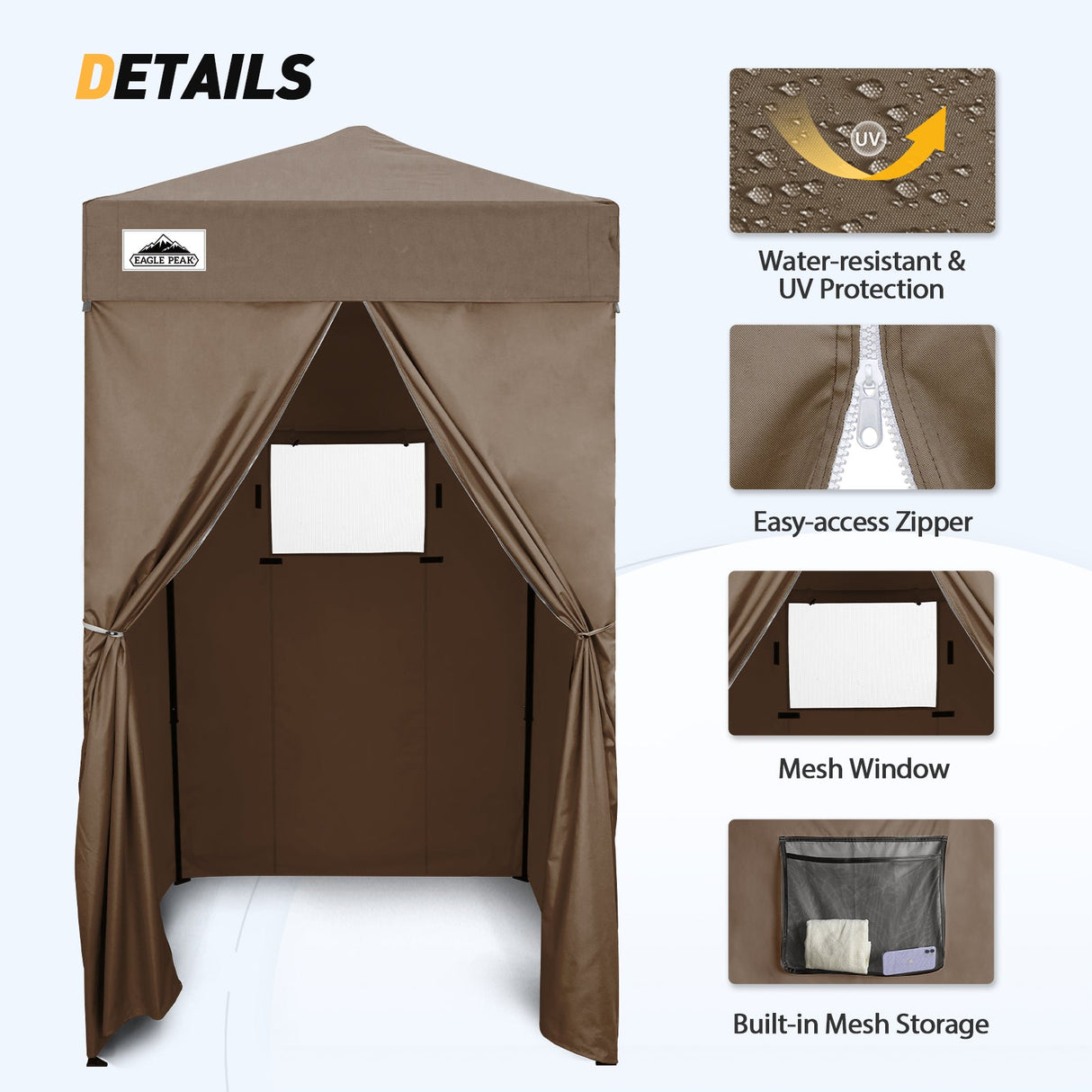 Replacement Canopy Top and Four Walls for 4x4 Changing Room - Frame NOT Included - Eagle Peak Custom Canopy Tent