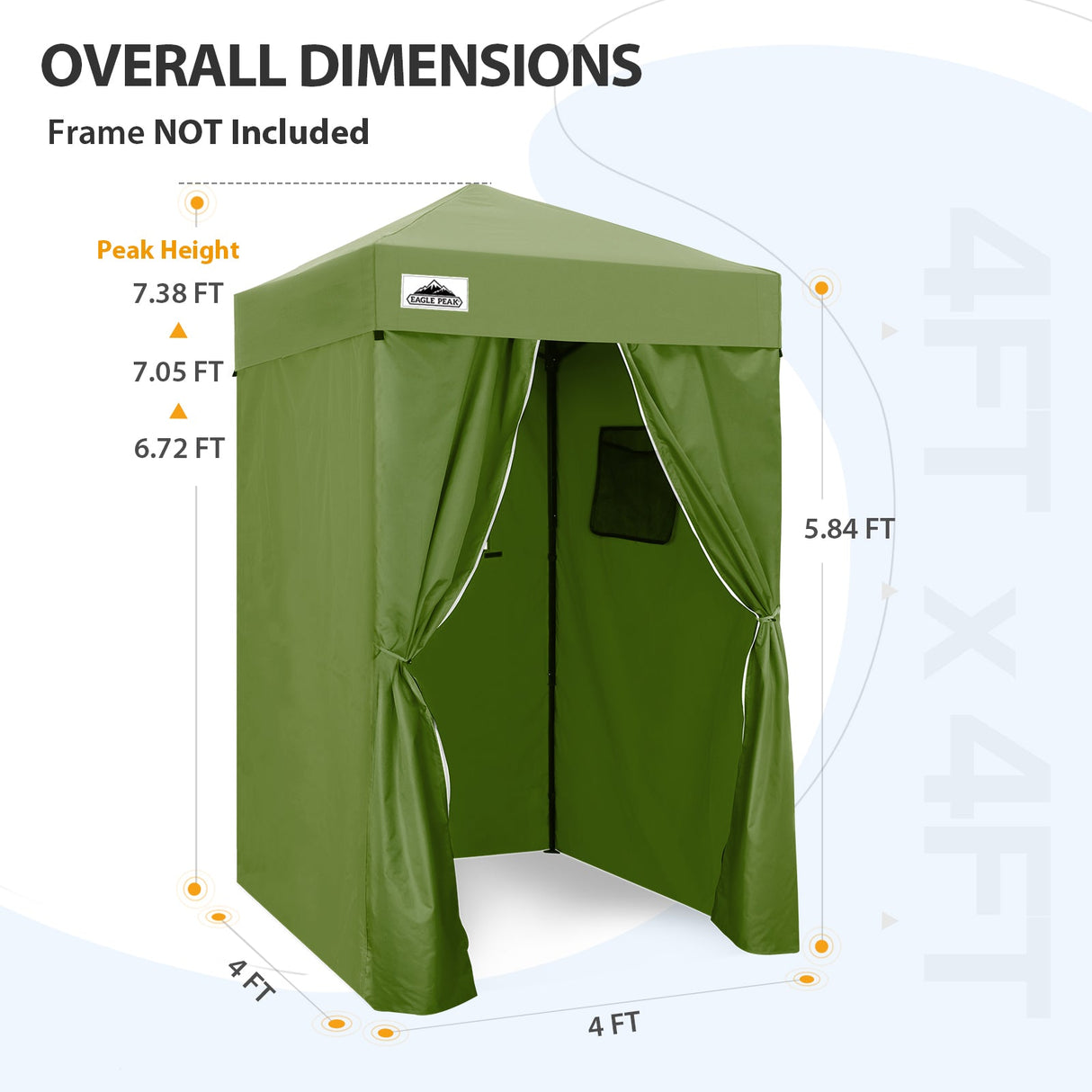 Replacement Canopy Top and Four Walls for 4x4 Changing Room - Frame NOT Included - Eagle Peak Custom Canopy Tent