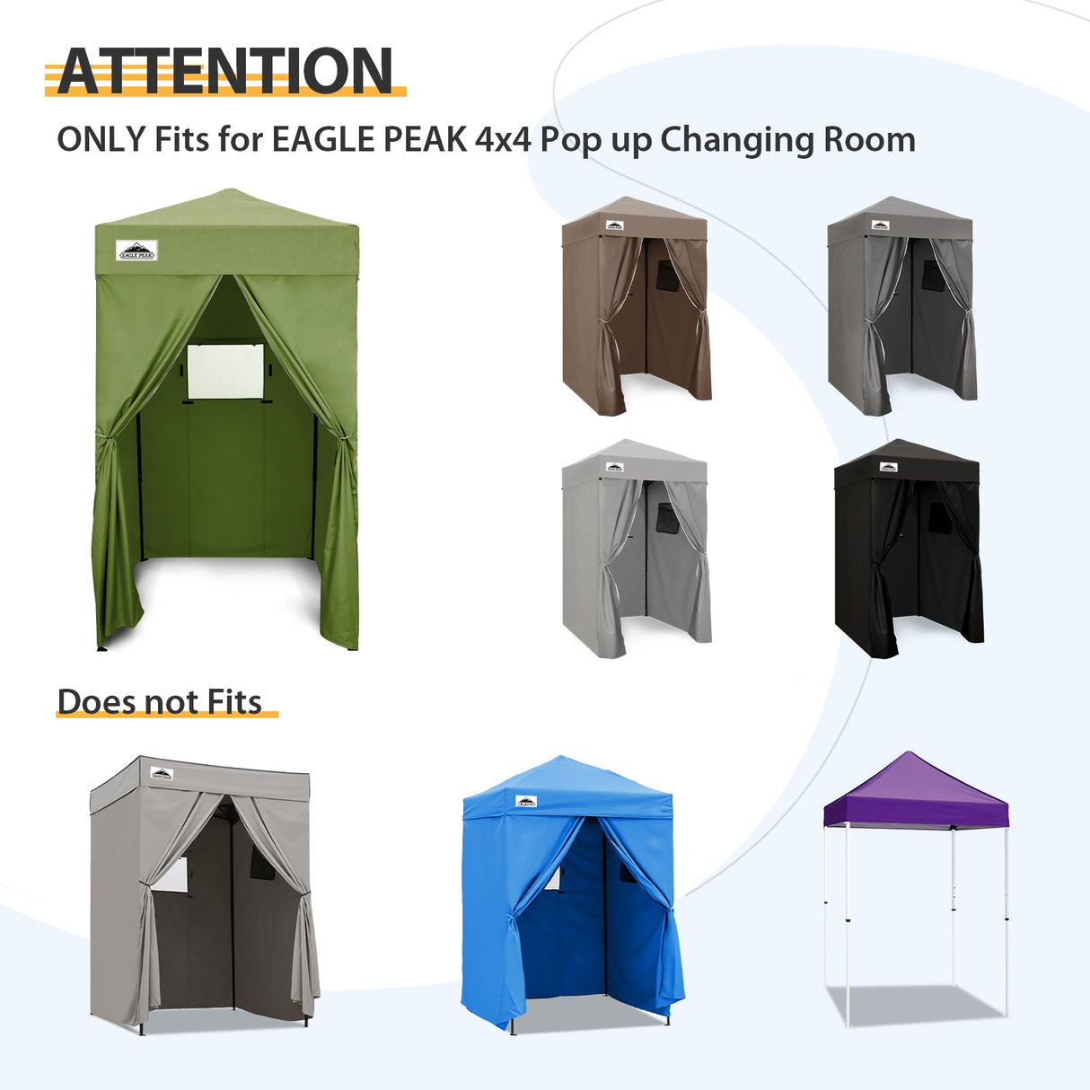 Replacement Canopy Top and Four Walls for 4x4 Changing Room - Frame NOT Included - Eagle Peak Custom Canopy Tent