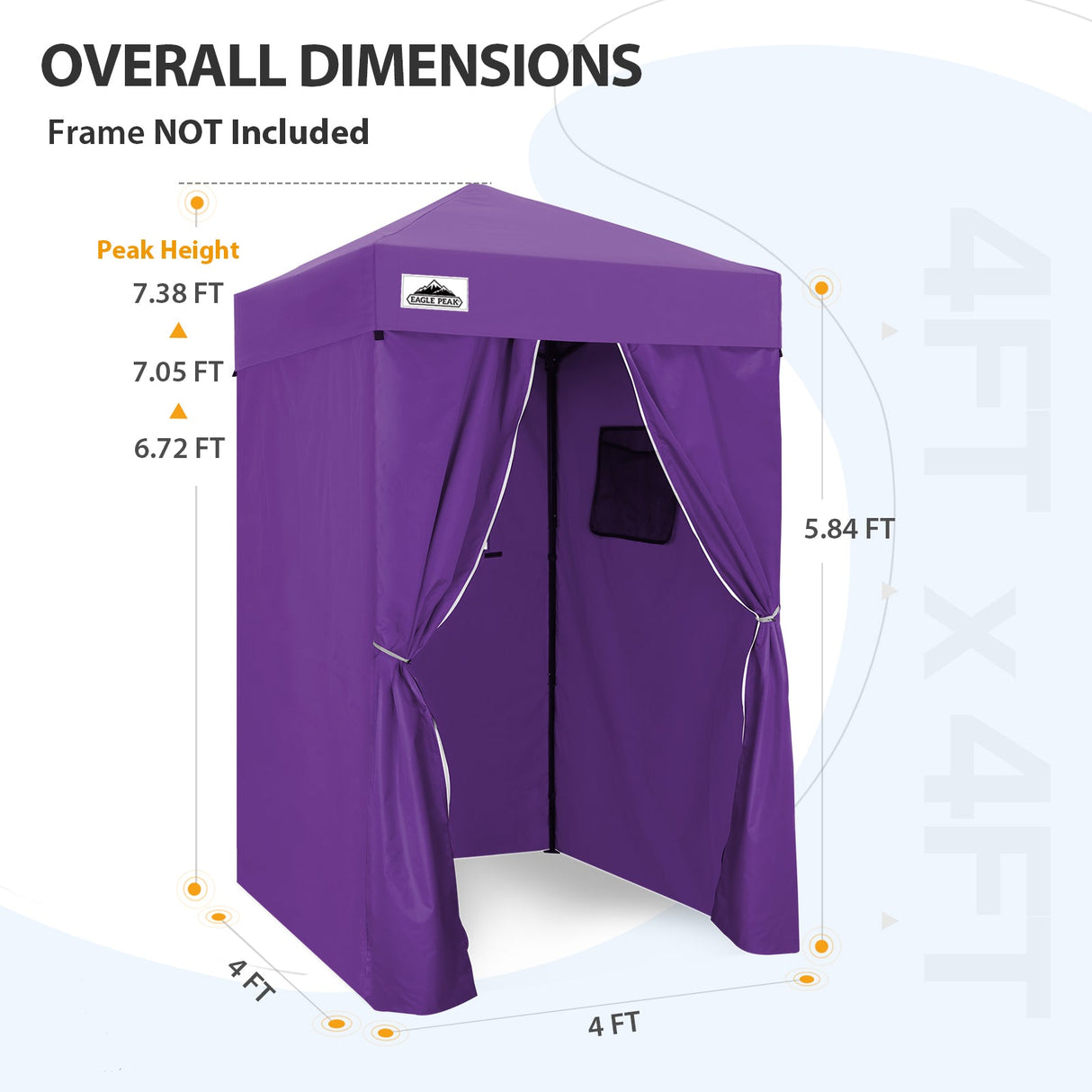 Replacement Canopy Top and Four Walls for 4x4 Changing Room - Frame NOT Included - Eagle Peak Custom Canopy Tent