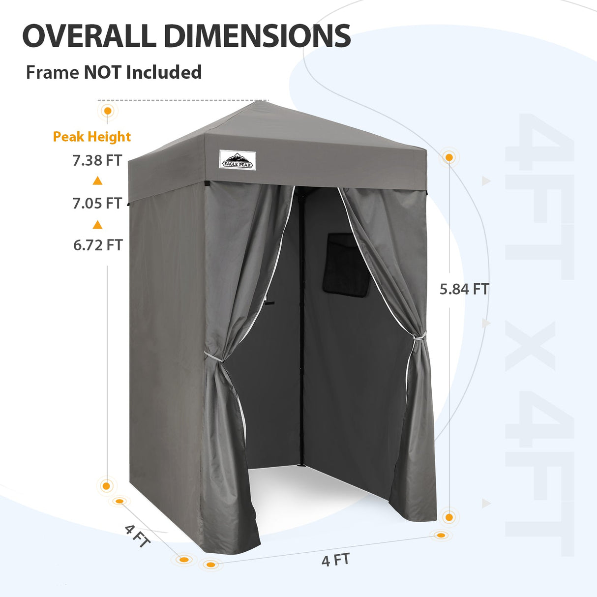 Replacement Canopy Top and Four Walls for 4x4 Changing Room - Frame NOT Included - Eagle Peak Custom Canopy Tent