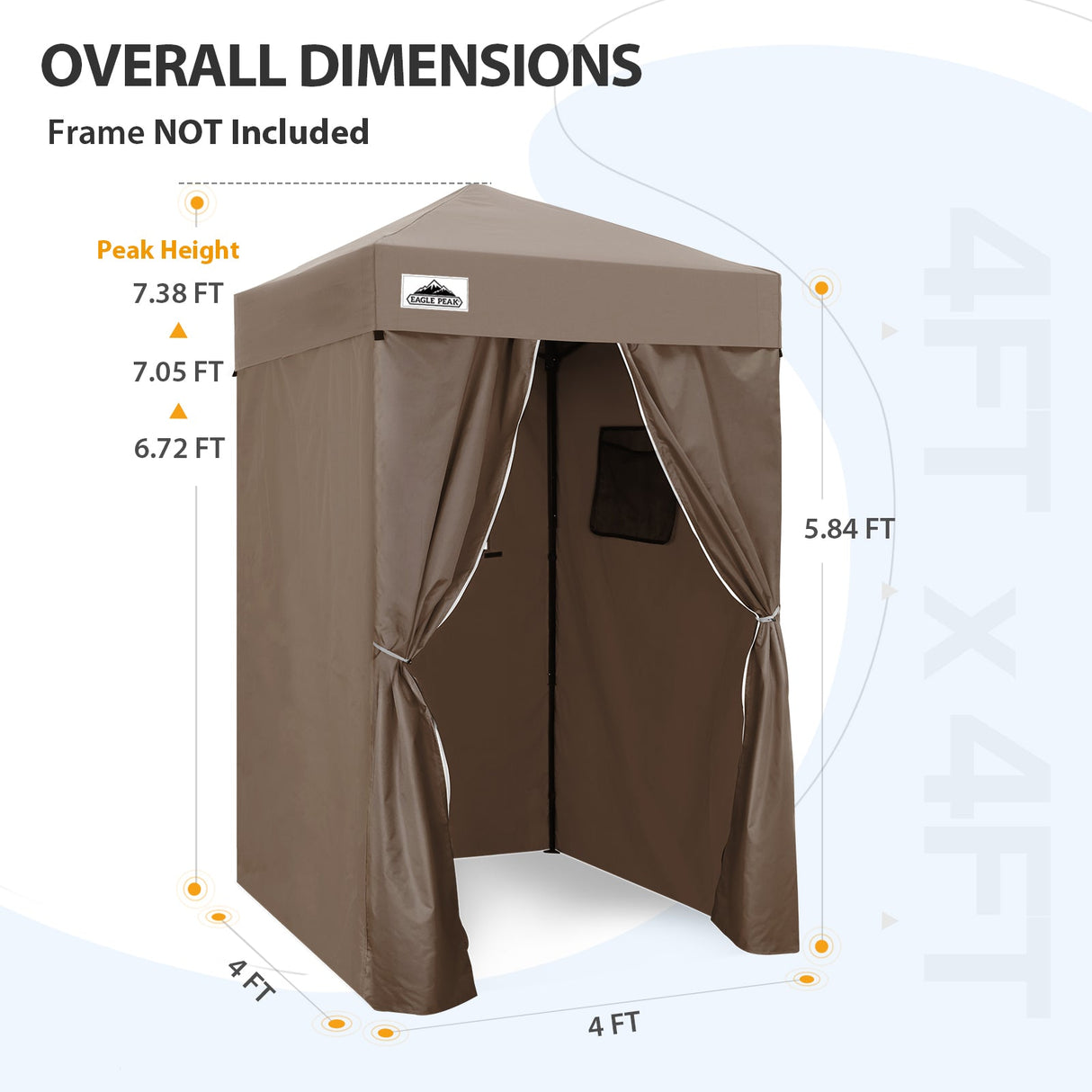 Replacement Canopy Top and Four Walls for 4x4 Changing Room - Frame NOT Included - Eagle Peak Custom Canopy Tent