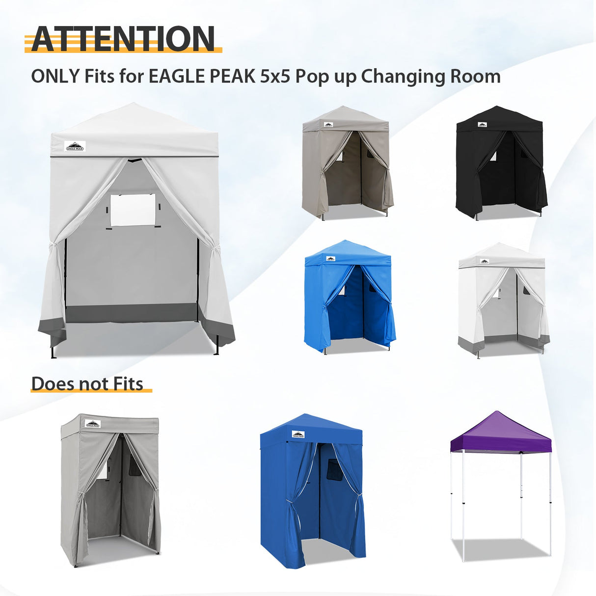 Replacement Canopy Top and Four Walls for 5x5 Changing Room - Frame NOT Included - Eagle Peak Custom Canopy Tent