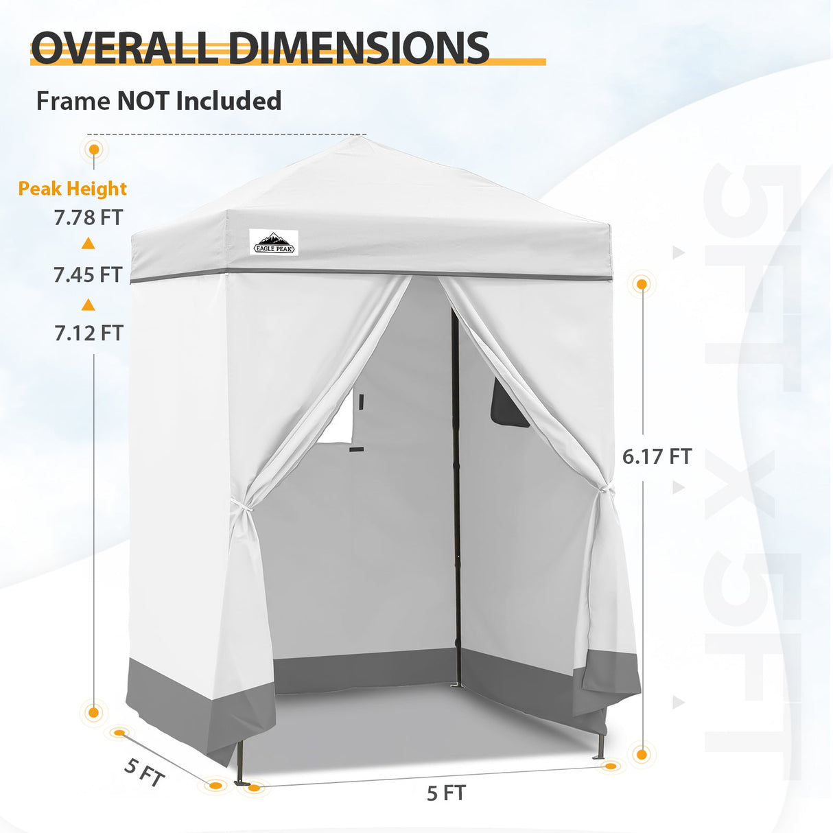 Replacement Canopy Top and Four Walls for 5x5 Changing Room - Frame NOT Included - Eagle Peak Custom Canopy Tent