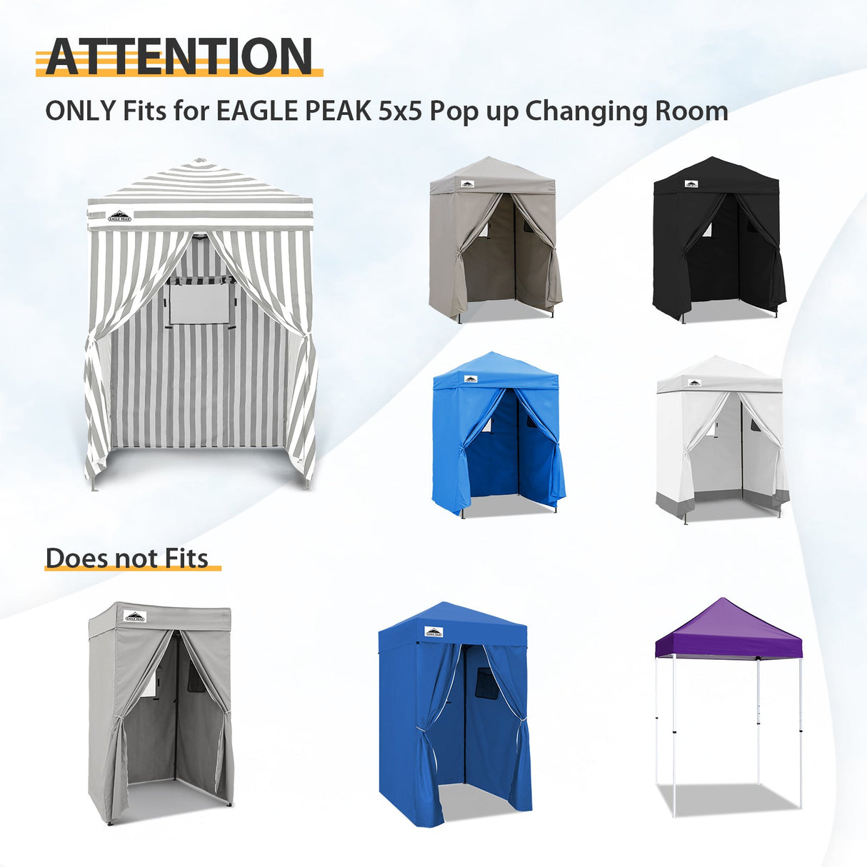Replacement Canopy Top and Four Walls for 5x5 Changing Room - Frame NOT Included - Eagle Peak Custom Canopy Tent