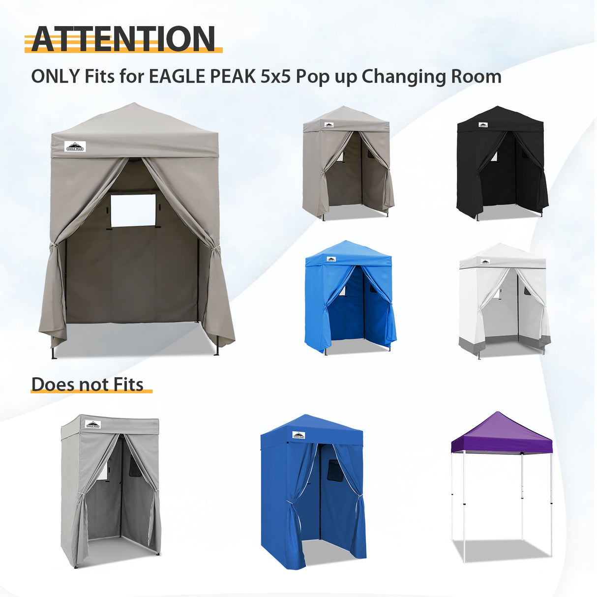 Replacement Canopy Top and Four Walls for 5x5 Changing Room - Frame NOT Included - Eagle Peak Custom Canopy Tent