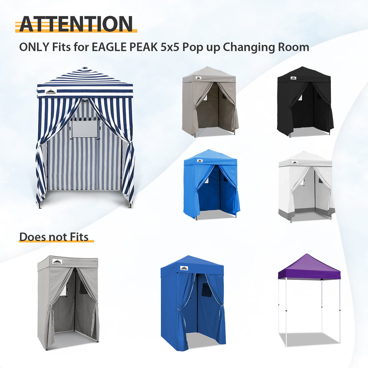 Replacement Canopy Top and Four Walls for 5x5 Changing Room - Frame NOT Included - Eagle Peak Custom Canopy Tent