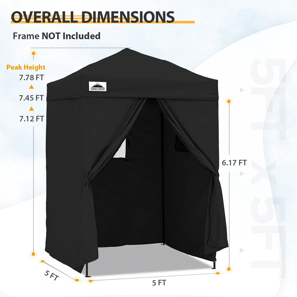 Replacement Canopy Top and Four Walls for 5x5 Changing Room - Frame NOT Included - Eagle Peak Custom Canopy Tent