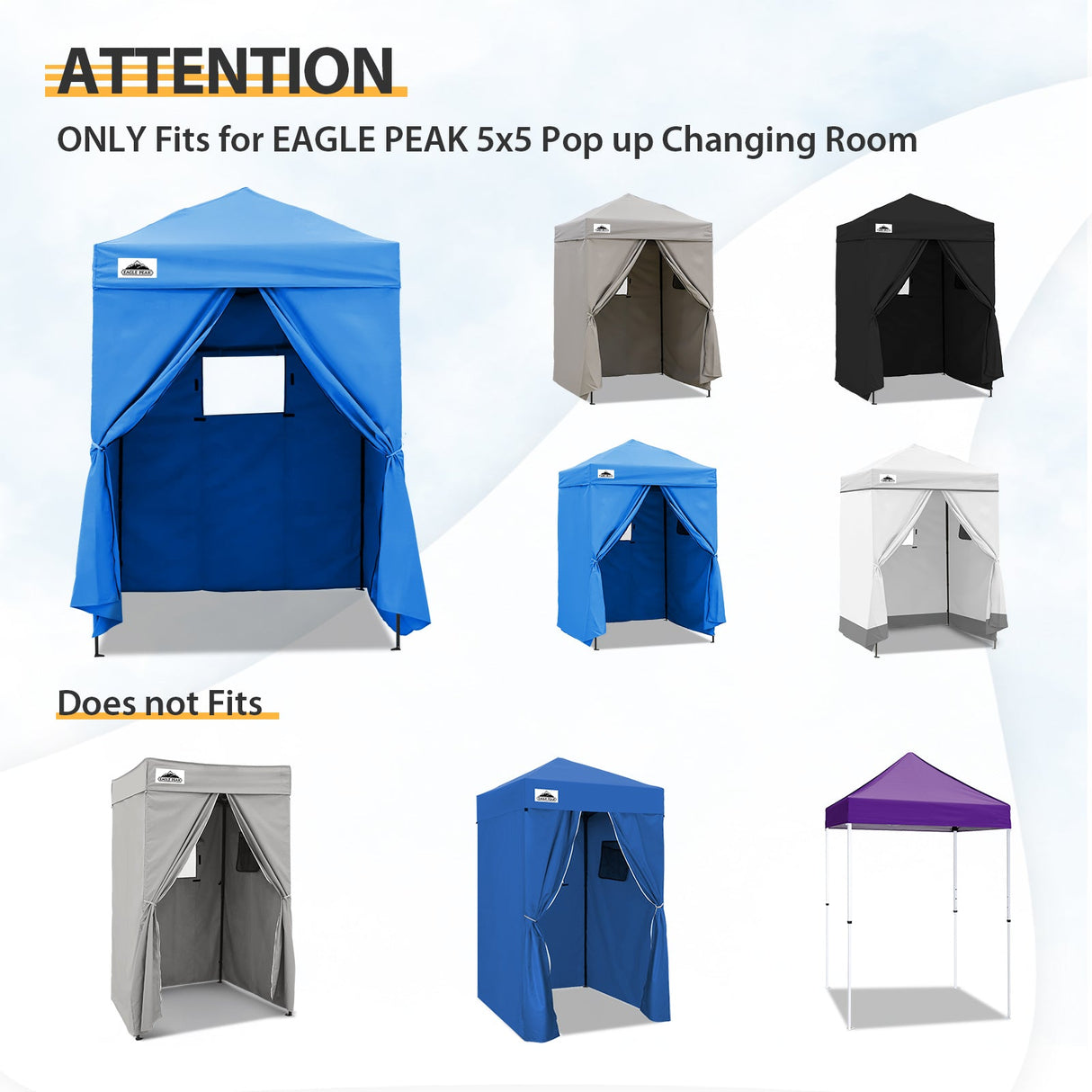 Replacement Canopy Top and Four Walls for 5x5 Changing Room - Frame NOT Included - Eagle Peak Custom Canopy Tent