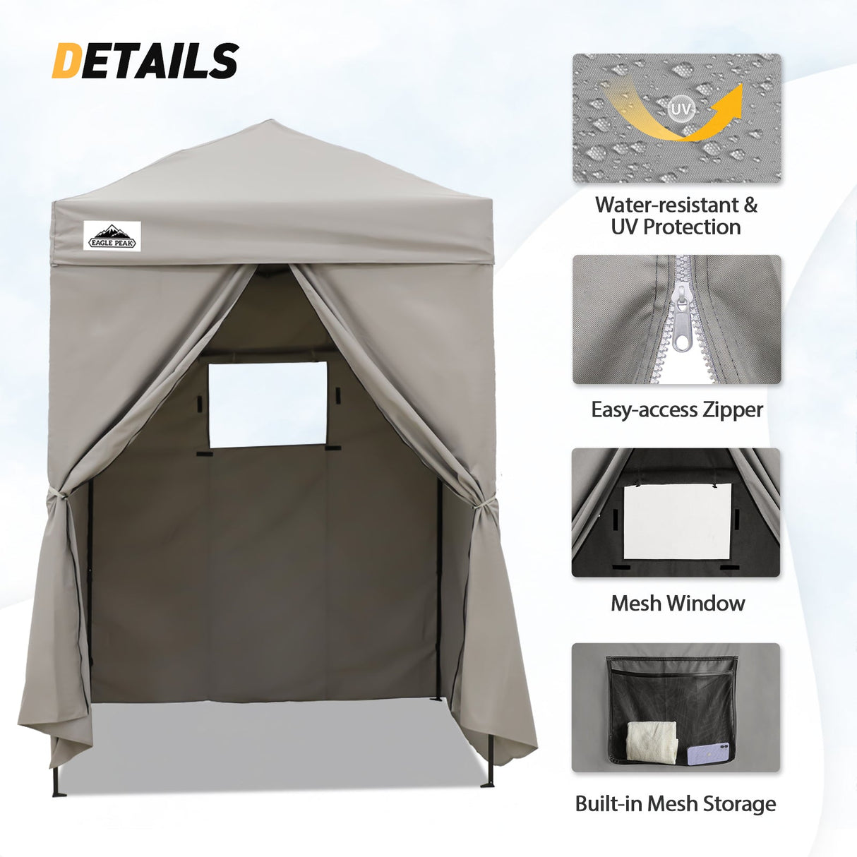 Replacement Canopy Top and Four Walls for 5x5 Changing Room - Frame NOT Included - Eagle Peak Custom Canopy Tent