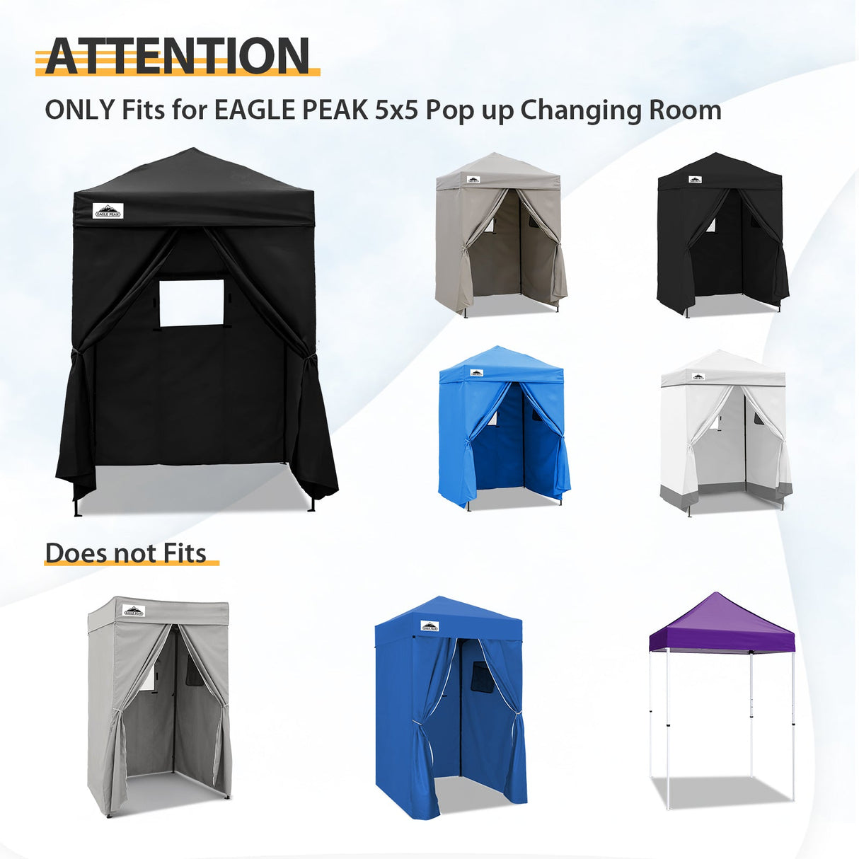 Replacement Canopy Top and Four Walls for 5x5 Changing Room - Frame NOT Included - Eagle Peak Custom Canopy Tent