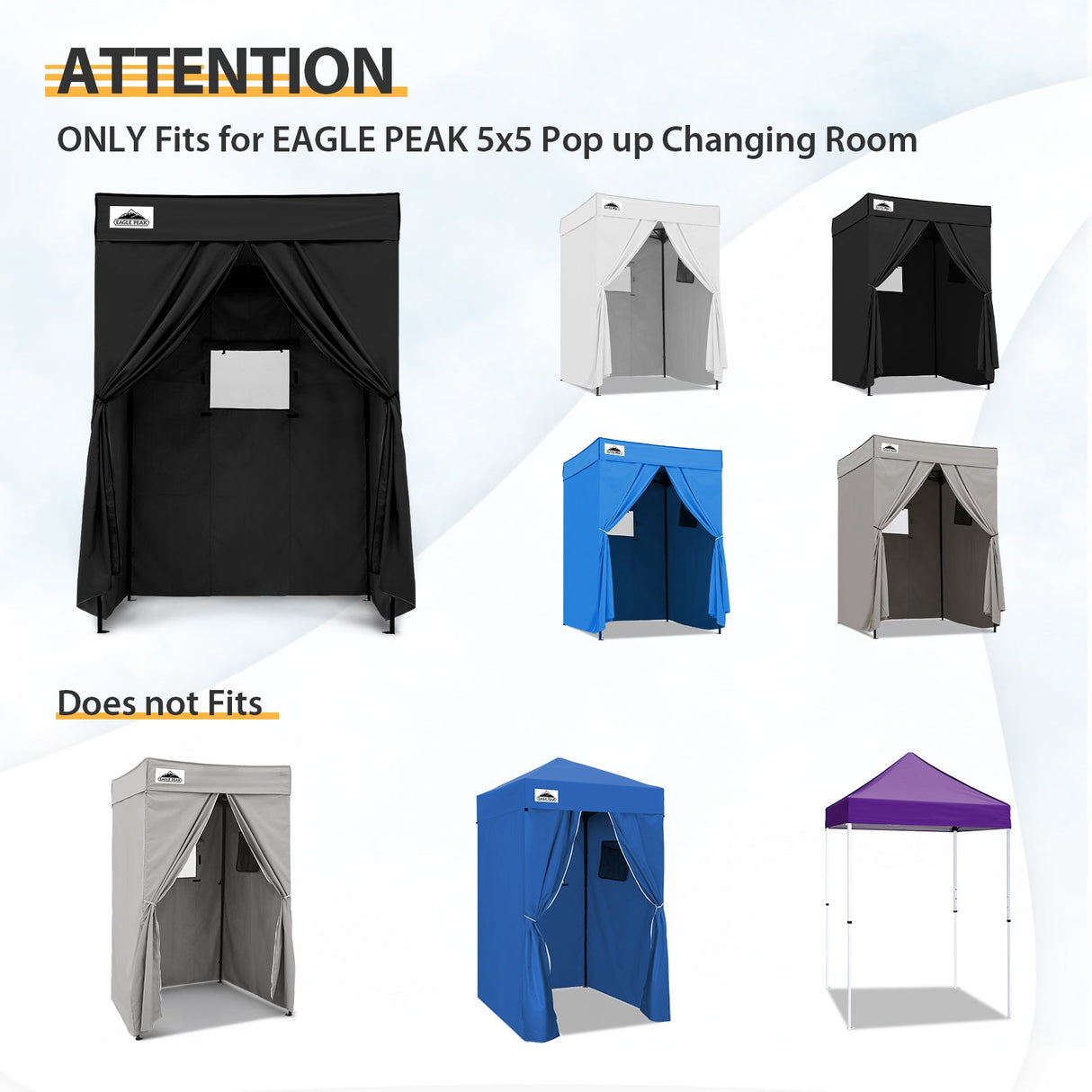 Replacement Canopy Top and Four Walls for 5x5 Pop Up Flat Top Changing Room - Eagle Peak Custom Canopy Tent