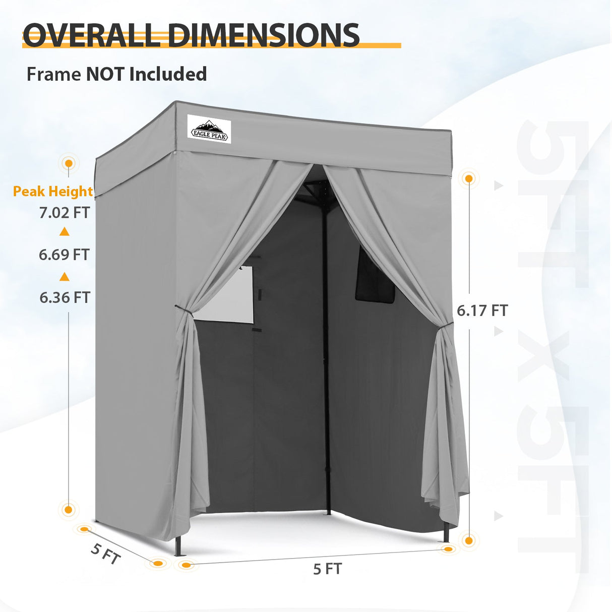 Replacement Canopy Top and Four Walls for 5x5 Pop Up Flat Top Changing Room - Eagle Peak Custom Canopy Tent
