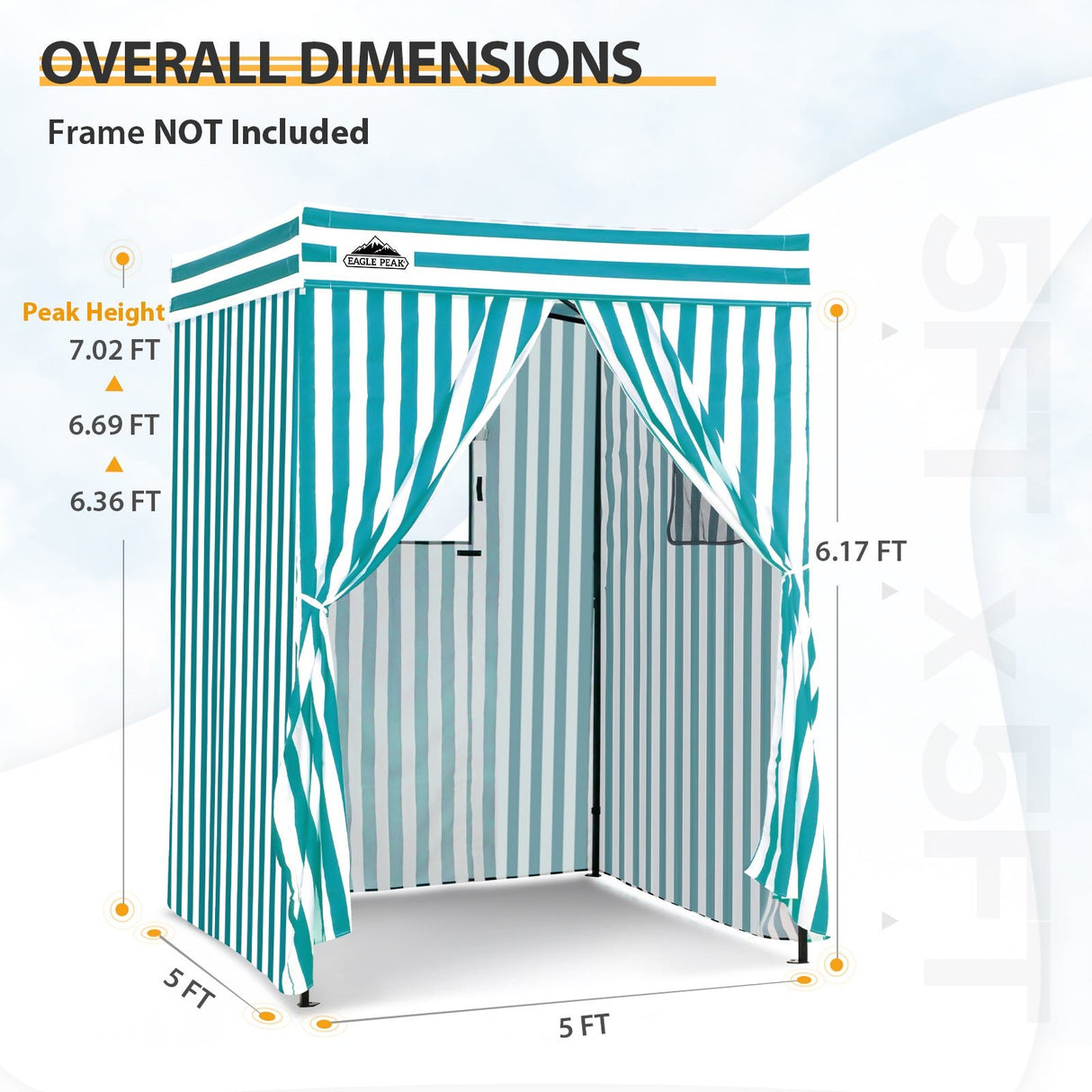 Replacement Canopy Top and Four Walls for 5x5 Pop Up Flat Top Changing Room - Eagle Peak Custom Canopy Tent