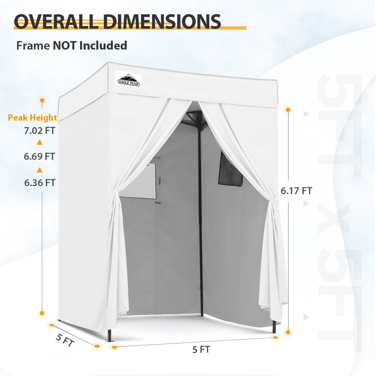 Replacement Canopy Top and Four Walls for 5x5 Pop Up Flat Top Changing Room - Eagle Peak Custom Canopy Tent