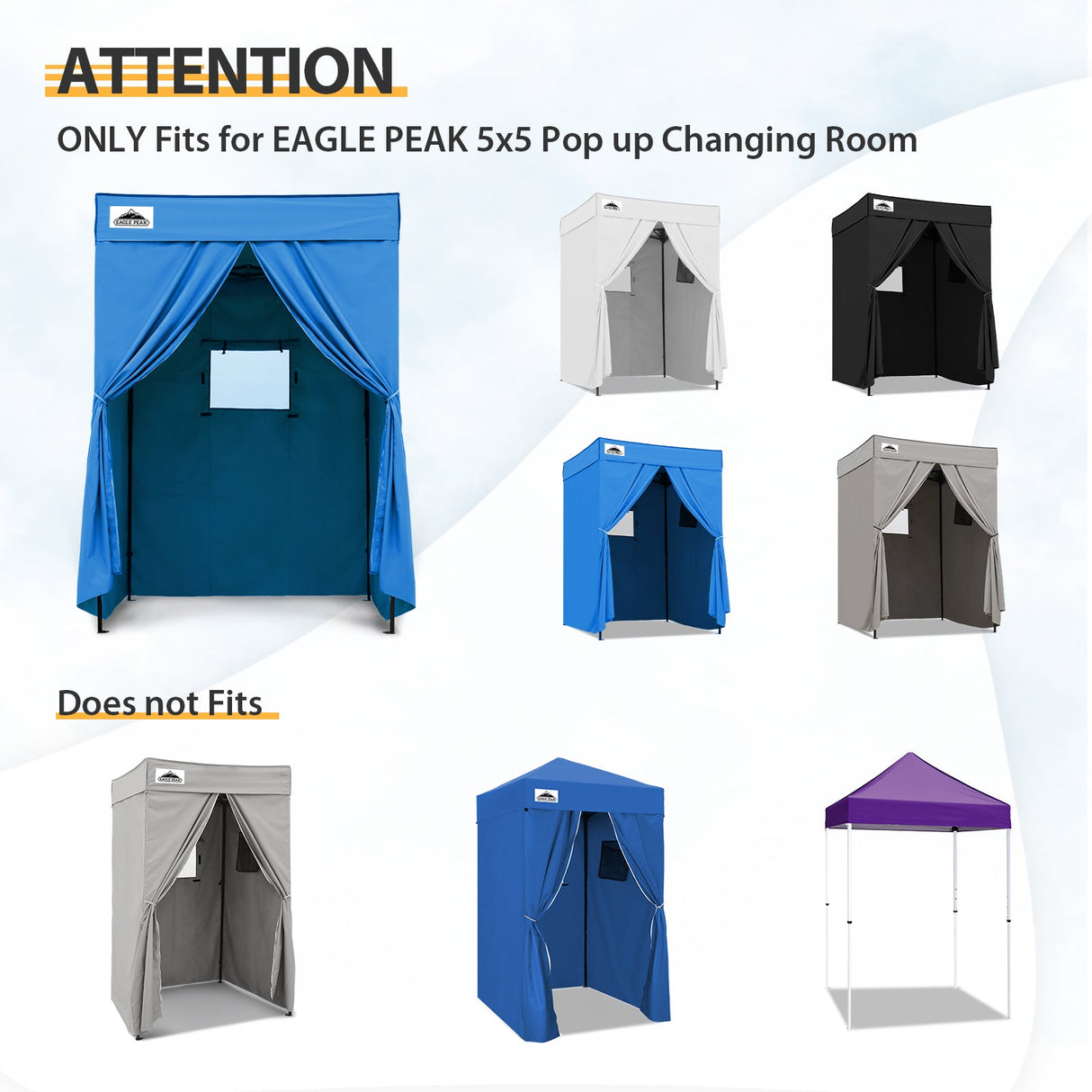 Replacement Canopy Top and Four Walls for 5x5 Pop Up Flat Top Changing Room - Eagle Peak Custom Canopy Tent