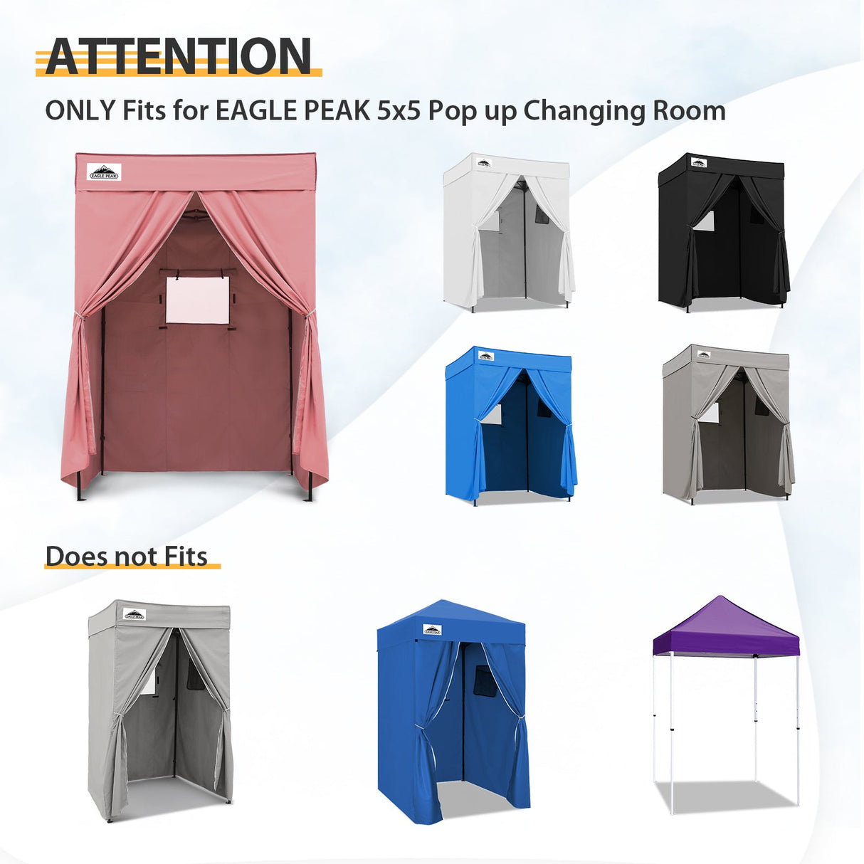 Replacement Canopy Top and Four Walls for 5x5 Pop Up Flat Top Changing Room - Eagle Peak Custom Canopy Tent