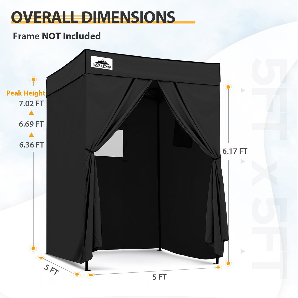 Replacement Canopy Top and Four Walls for 5x5 Pop Up Flat Top Changing Room - Eagle Peak Custom Canopy Tent