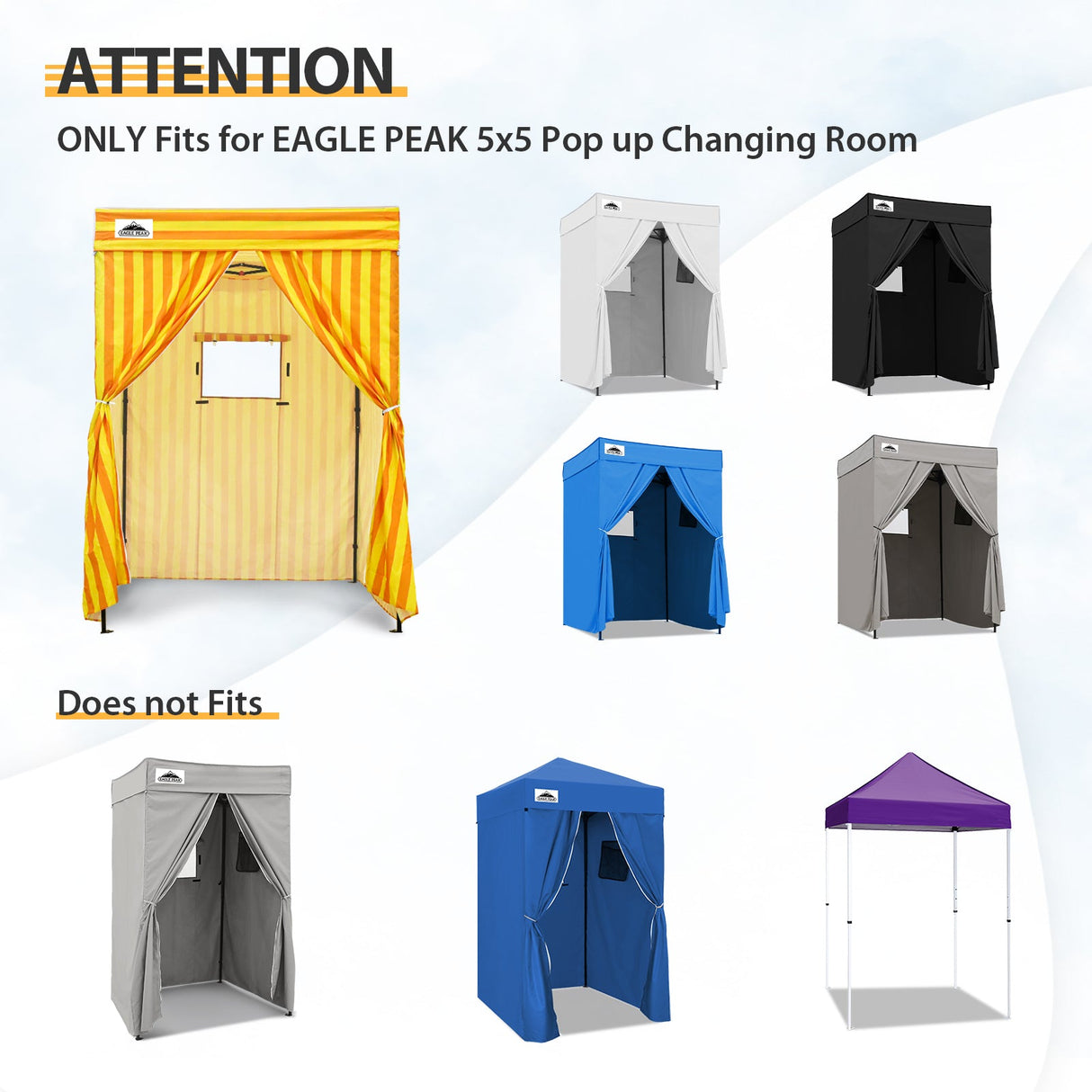 Replacement Canopy Top and Four Walls for 5x5 Pop Up Flat Top Changing Room - Eagle Peak Custom Canopy Tent