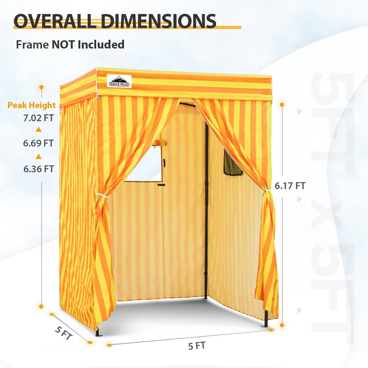 Replacement Canopy Top and Four Walls for 5x5 Pop Up Flat Top Changing Room - Eagle Peak Custom Canopy Tent