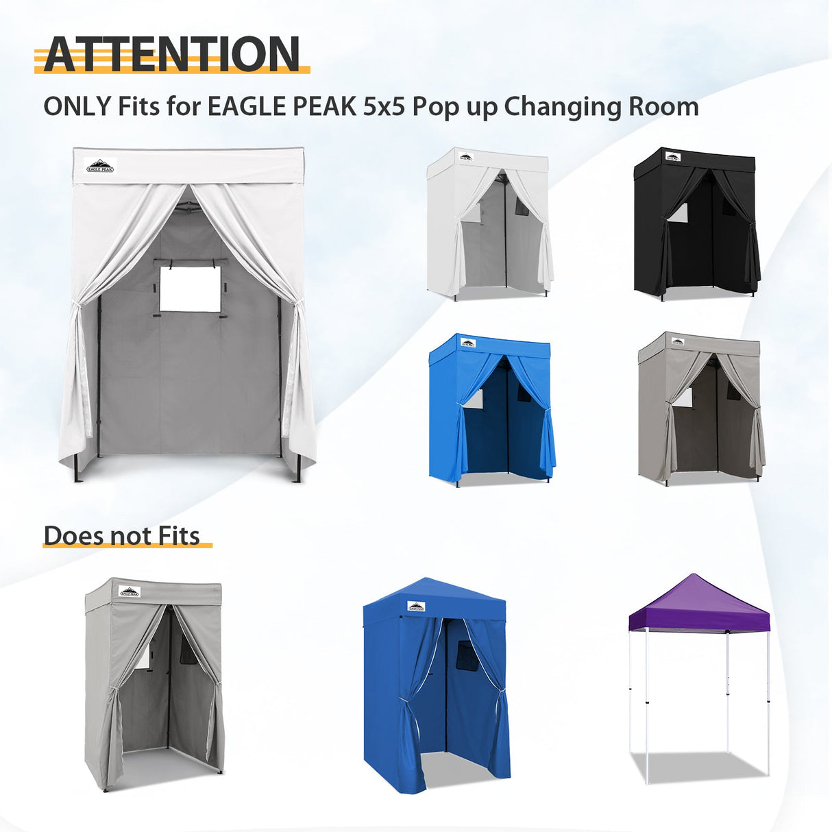 Replacement Canopy Top and Four Walls for 5x5 Pop Up Flat Top Changing Room - Eagle Peak Custom Canopy Tent
