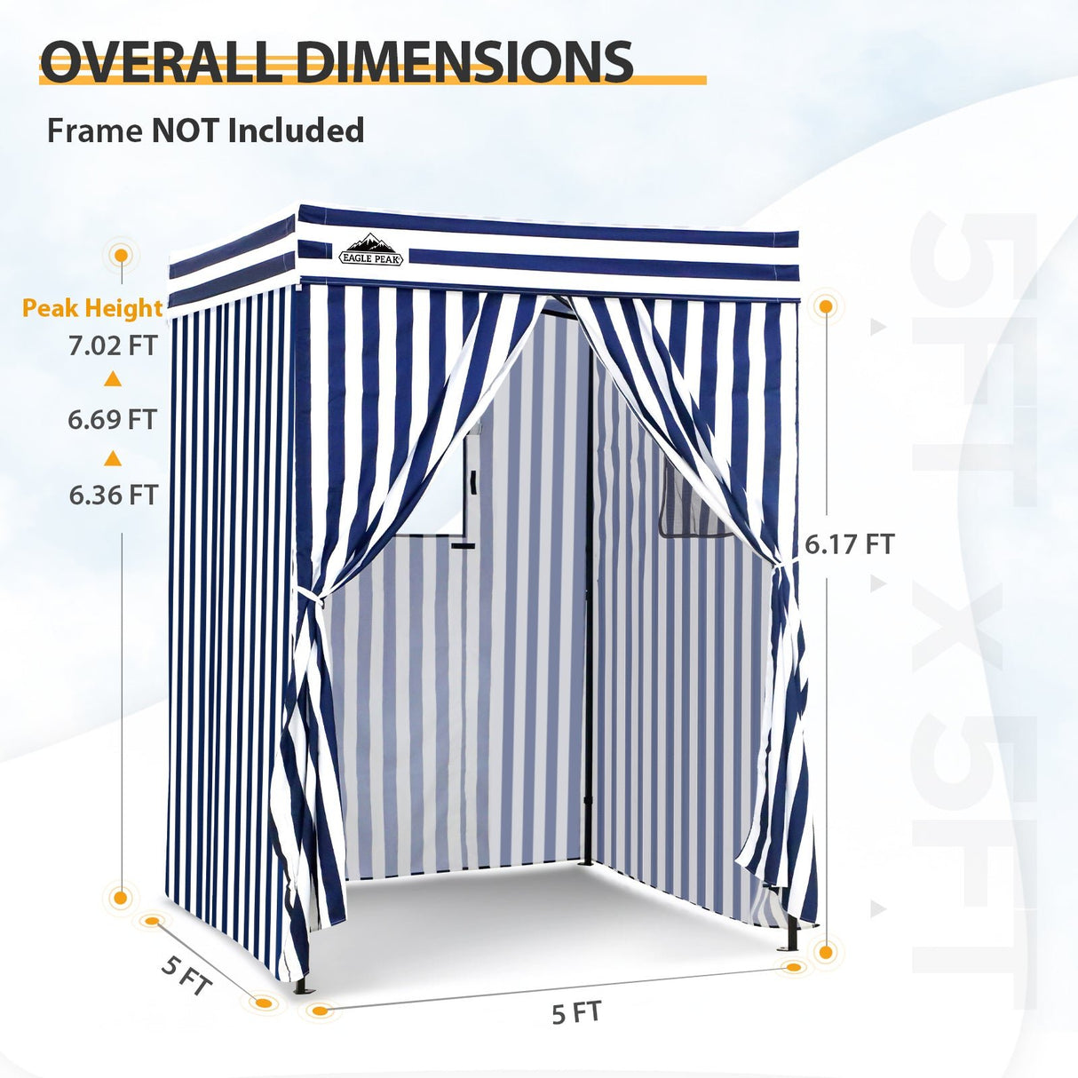 Replacement Canopy Top and Four Walls for 5x5 Pop Up Flat Top Changing Room - Eagle Peak Custom Canopy Tent