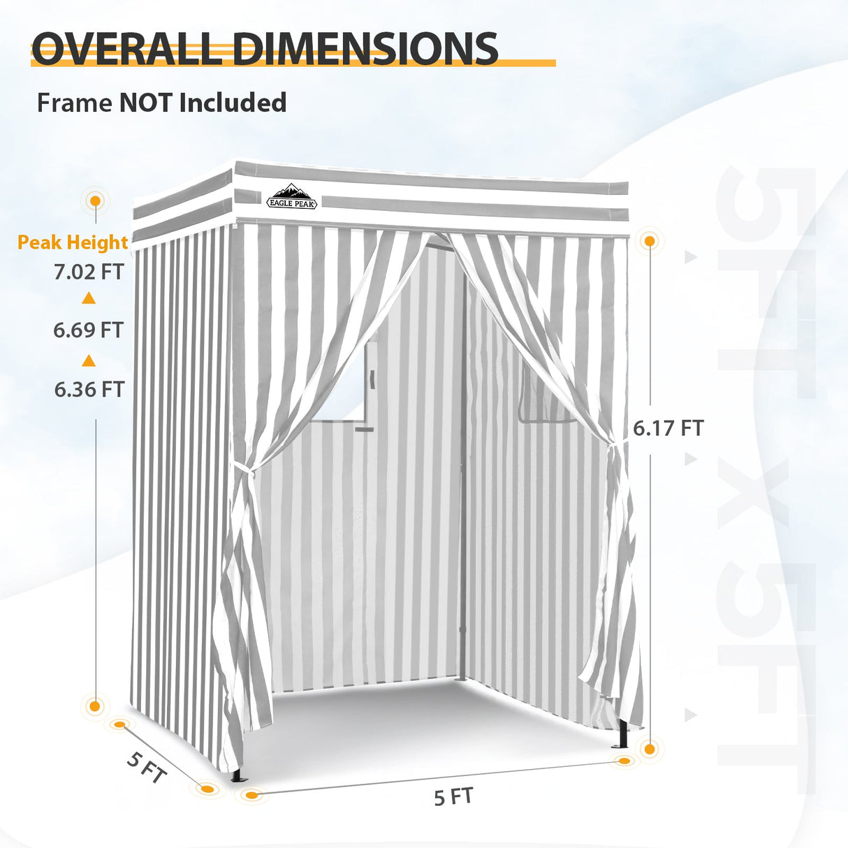 Replacement Canopy Top and Four Walls for 5x5 Pop Up Flat Top Changing Room - Eagle Peak Custom Canopy Tent