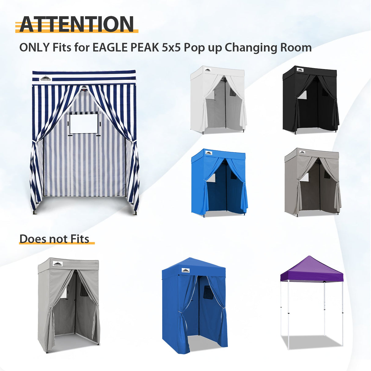 Replacement Canopy Top and Four Walls for 5x5 Pop Up Flat Top Changing Room - Eagle Peak Custom Canopy Tent