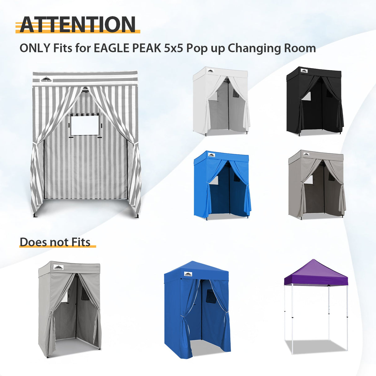 Replacement Canopy Top and Four Walls for 5x5 Pop Up Flat Top Changing Room - Eagle Peak Custom Canopy Tent
