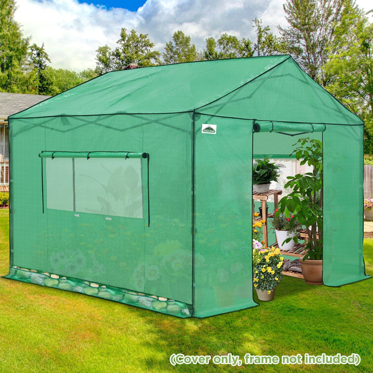 Replacement Cover for 10x10 Gable Roof Pop up Greenhouse - Eagle Peak Custom Canopy Tent