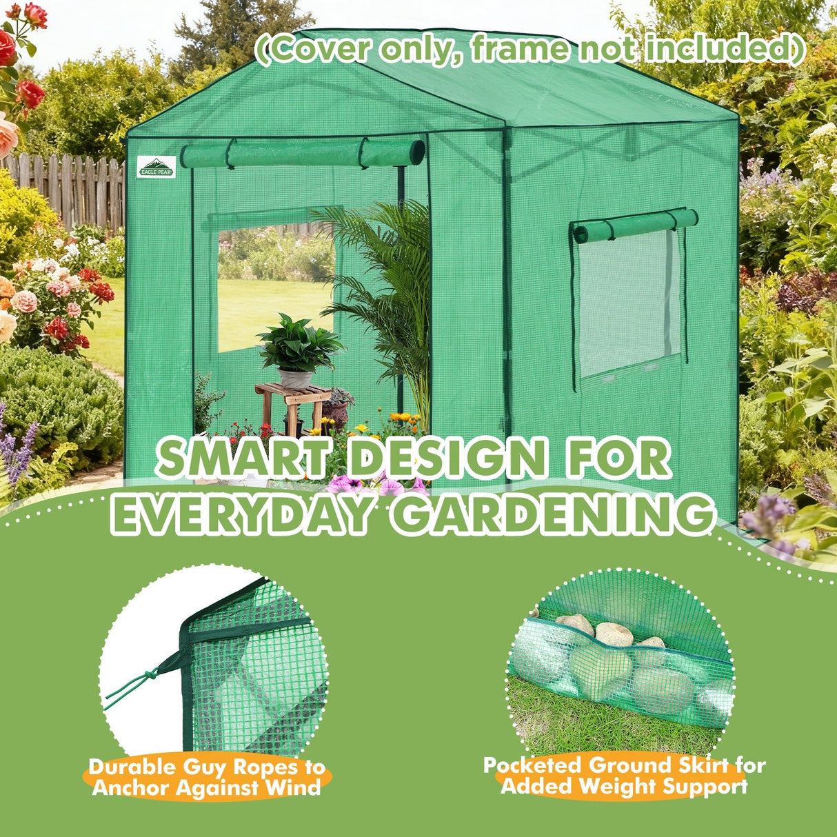 Replacement Cover for 6x6 Gable Roof Pop up Greenhouse - Eagle Peak Custom Canopy Tent