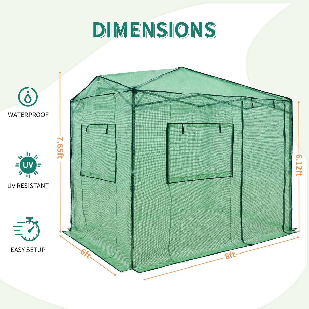 Replacement Cover for 8x6 Portable Walk - in Pop up Greenhouse - Eagle Peak