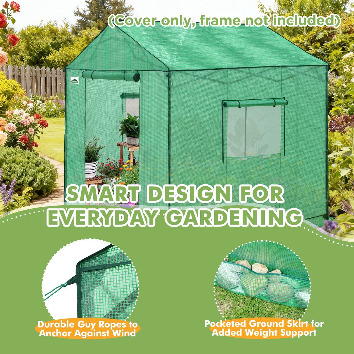 Replacement Cover for 8x8 Gable Roof Pop up Greenhouse - Eagle Peak Custom Canopy Tent