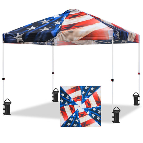 SHADE GRAPHiX Easy Setup 10x10 Pop Up Canopy Digital Printed Tent(Stars and Stripes) - Eagle Peak Custom Canopy Tent